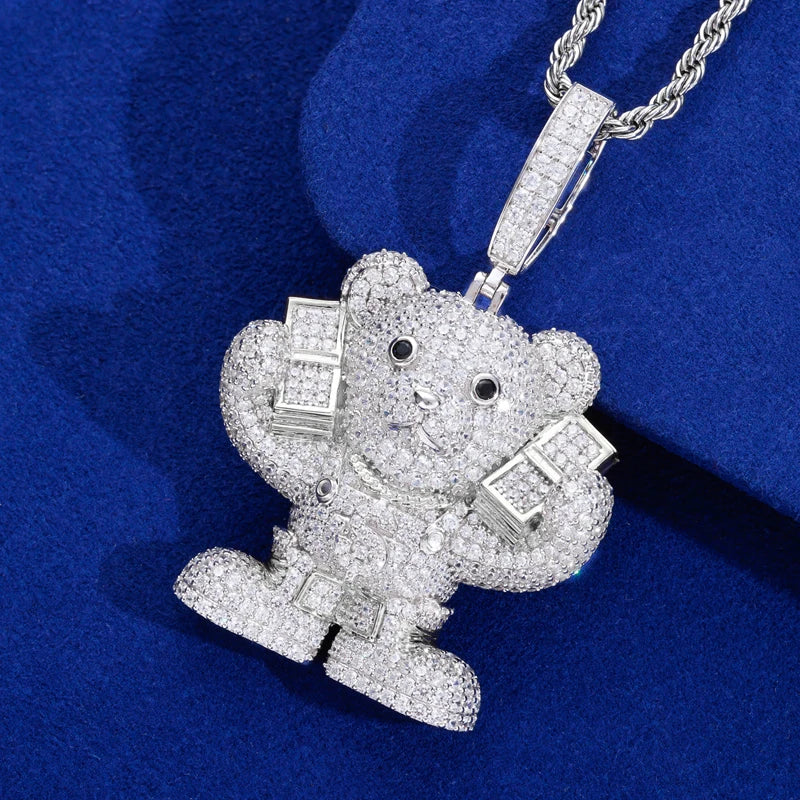 Racked Up | Boss Bear Solid 925 Sterling Silver Moissanite Diamond Hip Hop Pendant