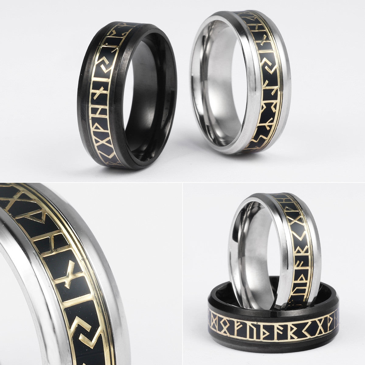 Alphabet | Simple Nordic Viking Runes Stainless Steel Unique Personality Men's Rings