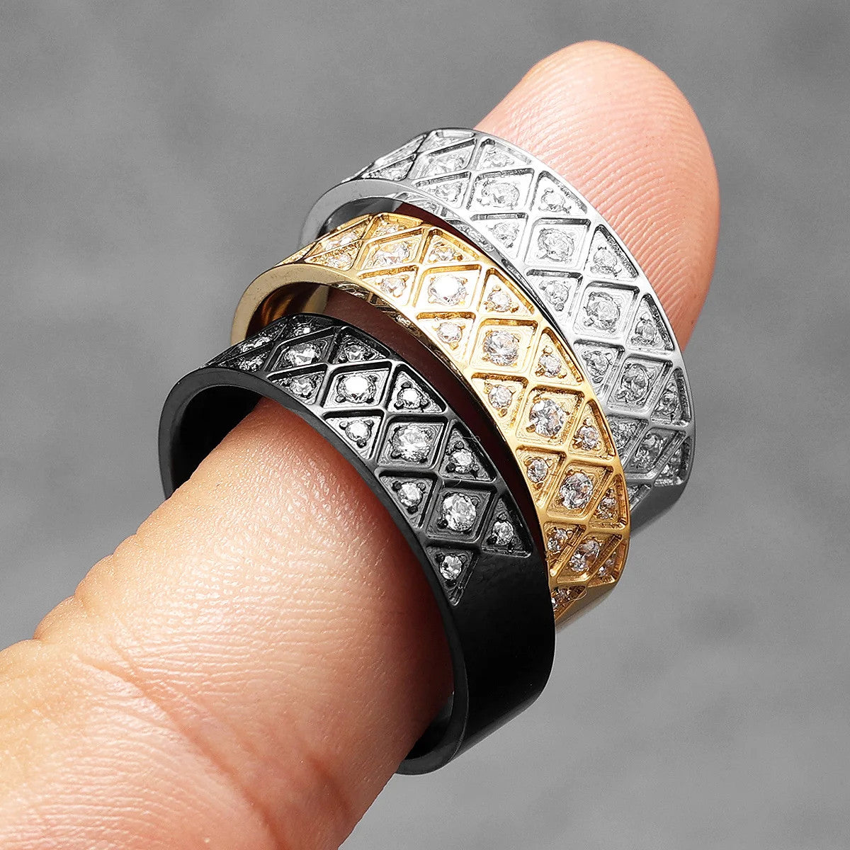 Ancient Aesthetic | 14k Gold Black Over Solid No Fade Stainless Steel Gemstone Rings