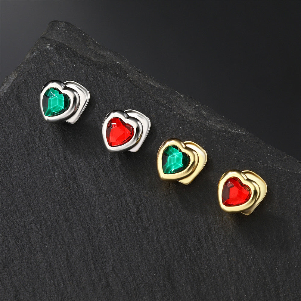 Crystal Heart | Street Wear Iced Single Tooth Heart-Shaped Blinged Out Grillz