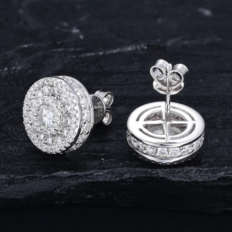 The Halo | Moissanite Diamond 925 Solid Sterling Silver Iced Blinged Out VVS Stud Earrings