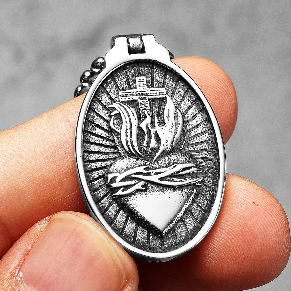 Christian Jesus Collection | 316L No Fade Jesus Heart Cross Amulet Pendants