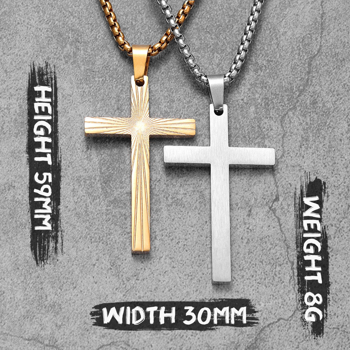 Focus Cross | Solid No Fade Stainless Steel Shining Light Cross Pendant