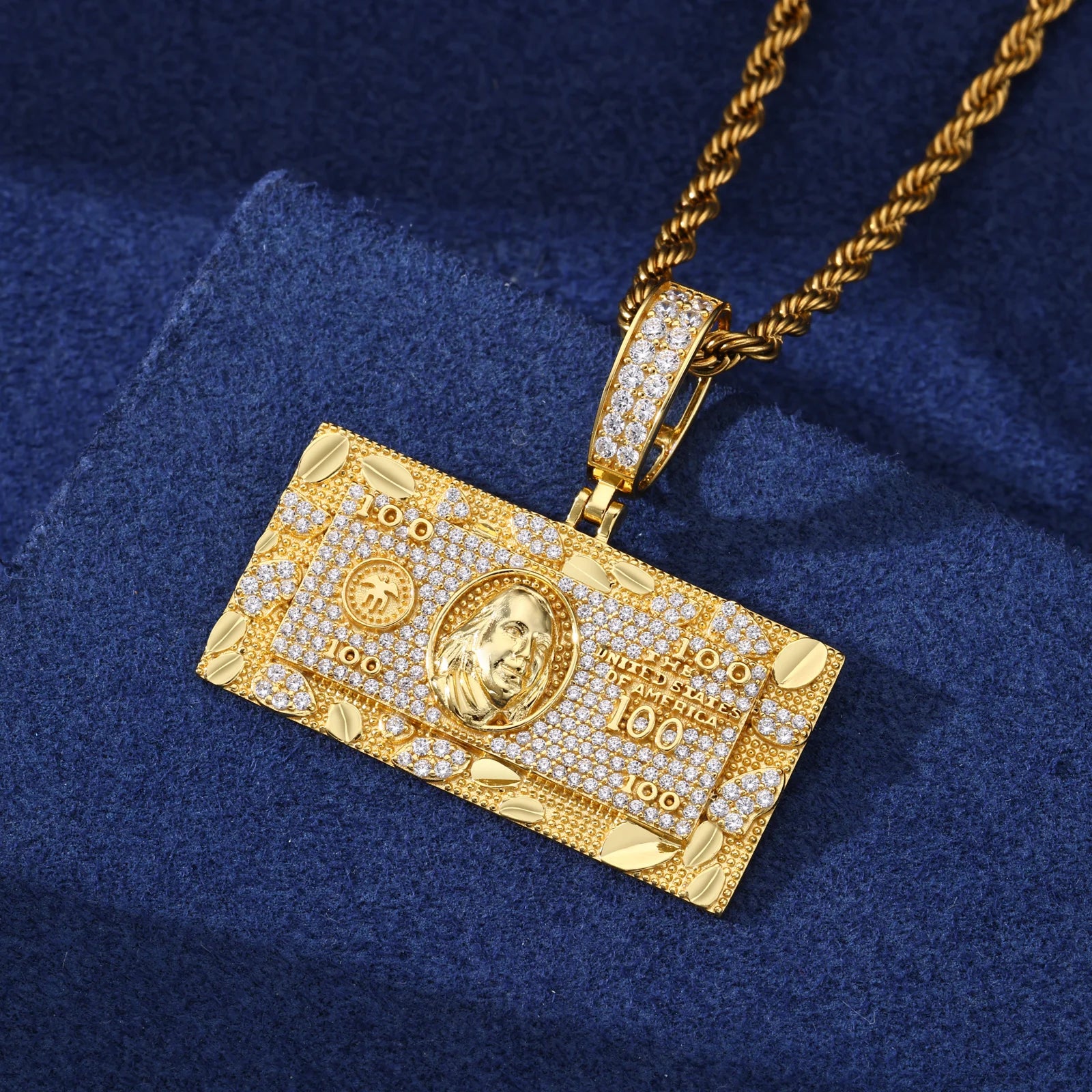 Dough Boy II | Big Dollars Moissanite Diamond VVS 100 Dollar Bill Hip Hop Pendant