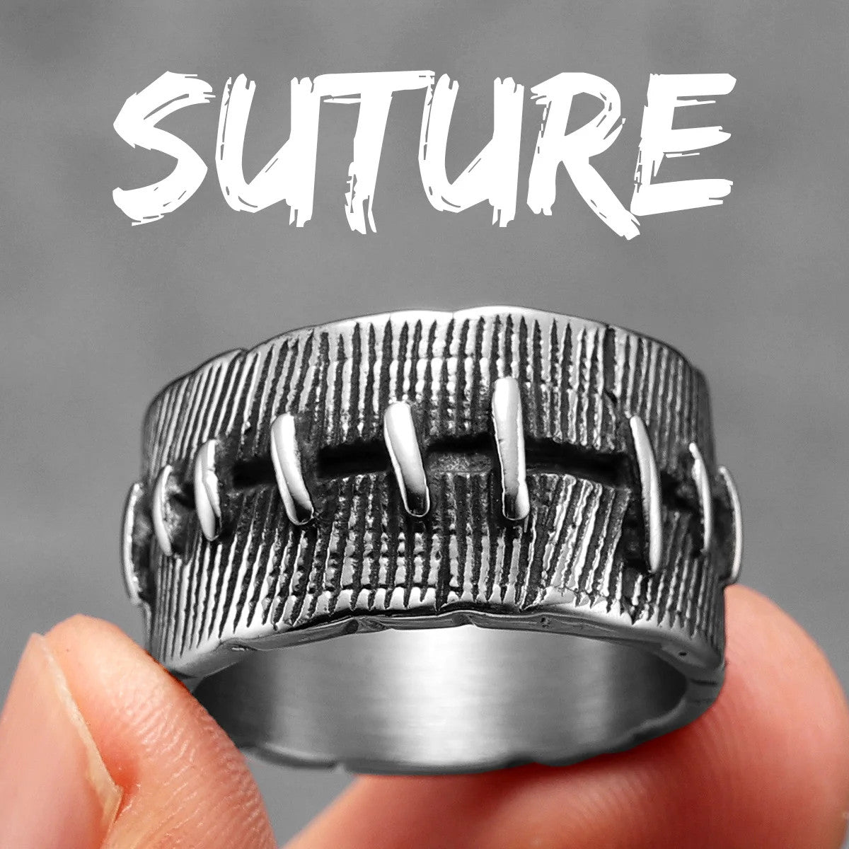 Snitches Get Stitches ll | Retro Stainless Steel Suture Men's Unique Personality Rings