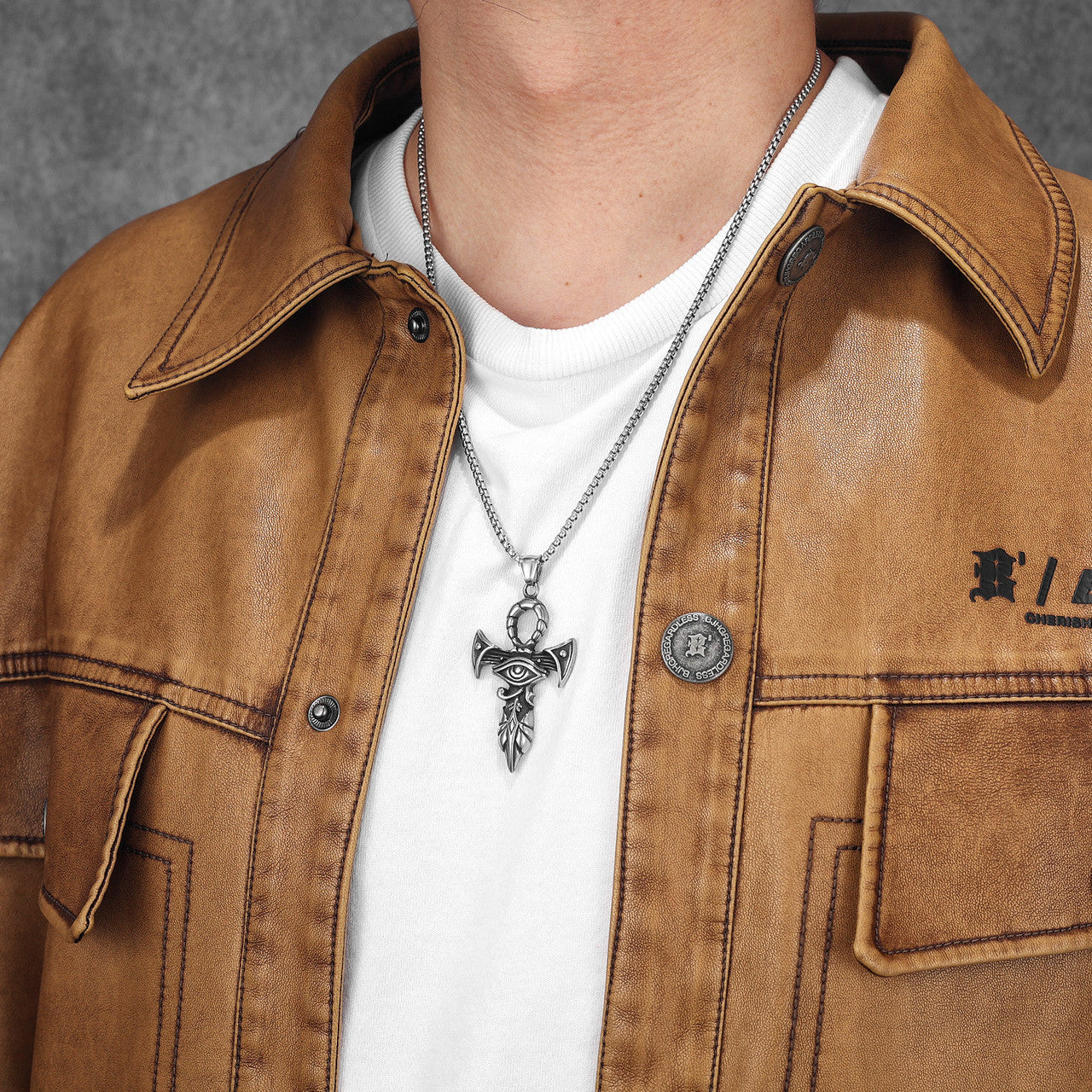 Eye of Horus | 14k Gold Black over No Fade Stainless Steel Ankh Cross Hip Hop Pendant