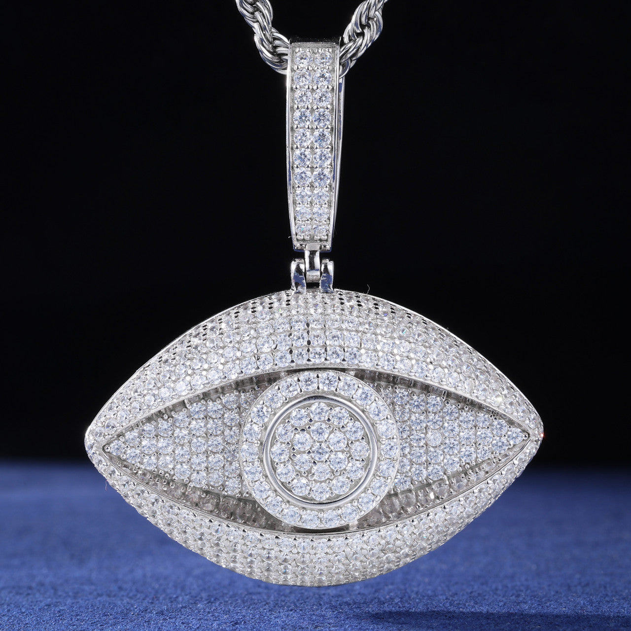 VVS Evil Eye | Moissanite Diamond Sterling Silver Hip Hop Pendant Chain
