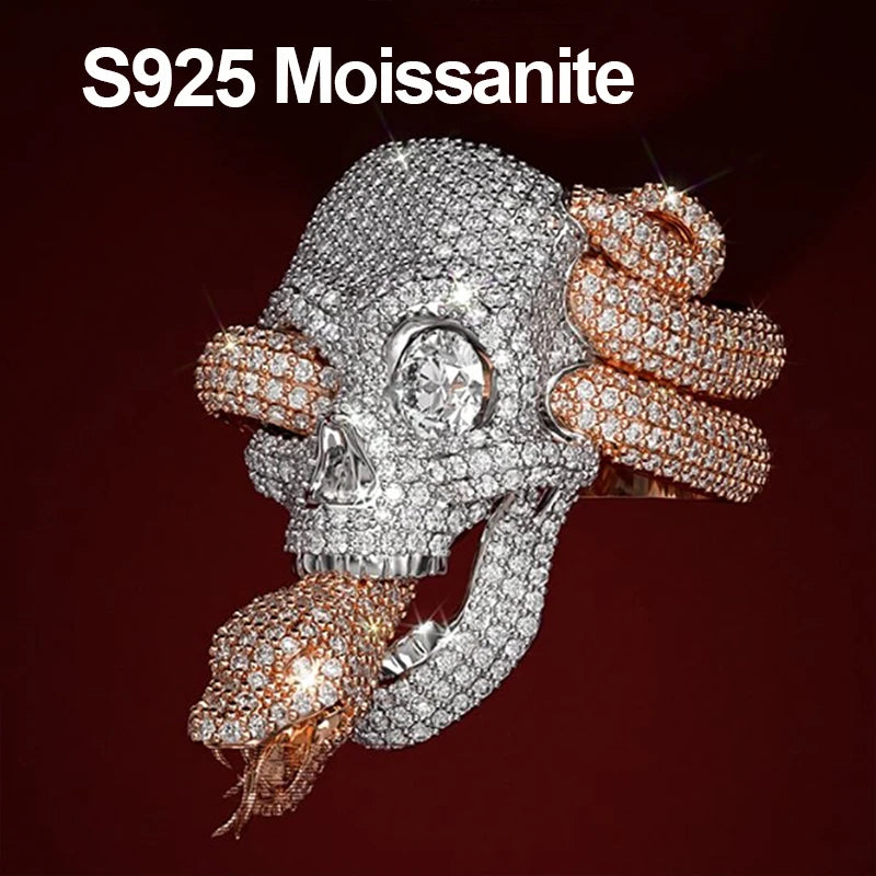 Snake Eye | Moissanite Diamond Customized Skull Snake Luxury 925 Silver Hip Hop Ring