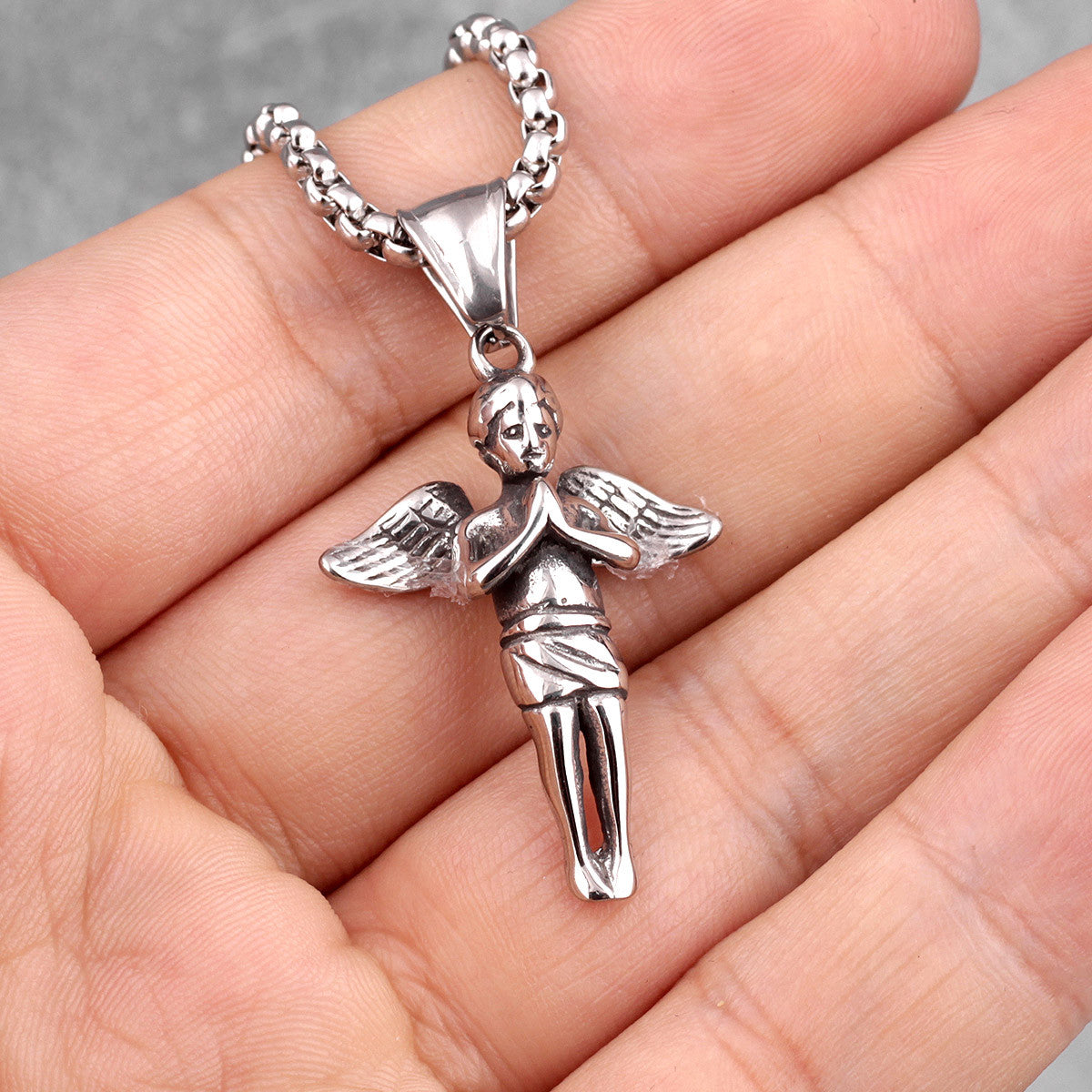 Angel Prayer Child | 316L No Fade Stainless Steel Praying Angel Spiritual Pendant