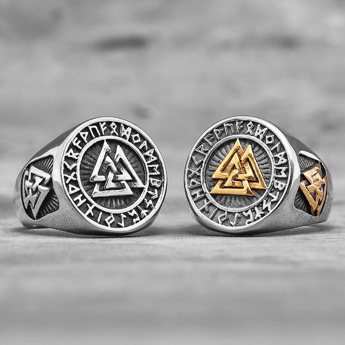 Stainless Steel No Fade Odin's Triangle Street Wear Mens Rings
