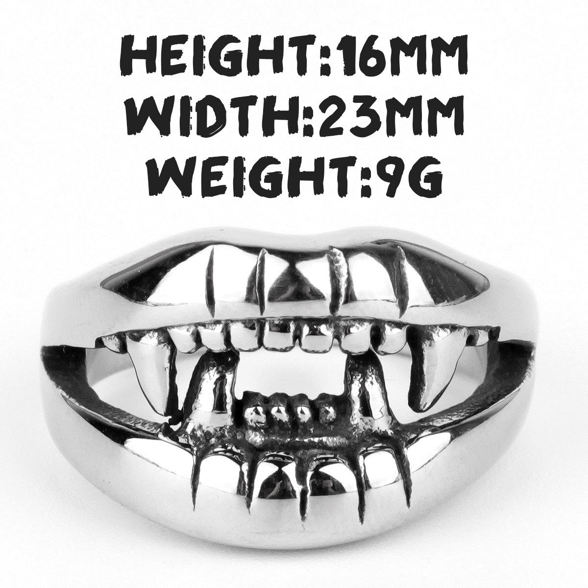 Devils Mouth | No Fade 316L Solid Stainless Steel Street Wear Unique Ring