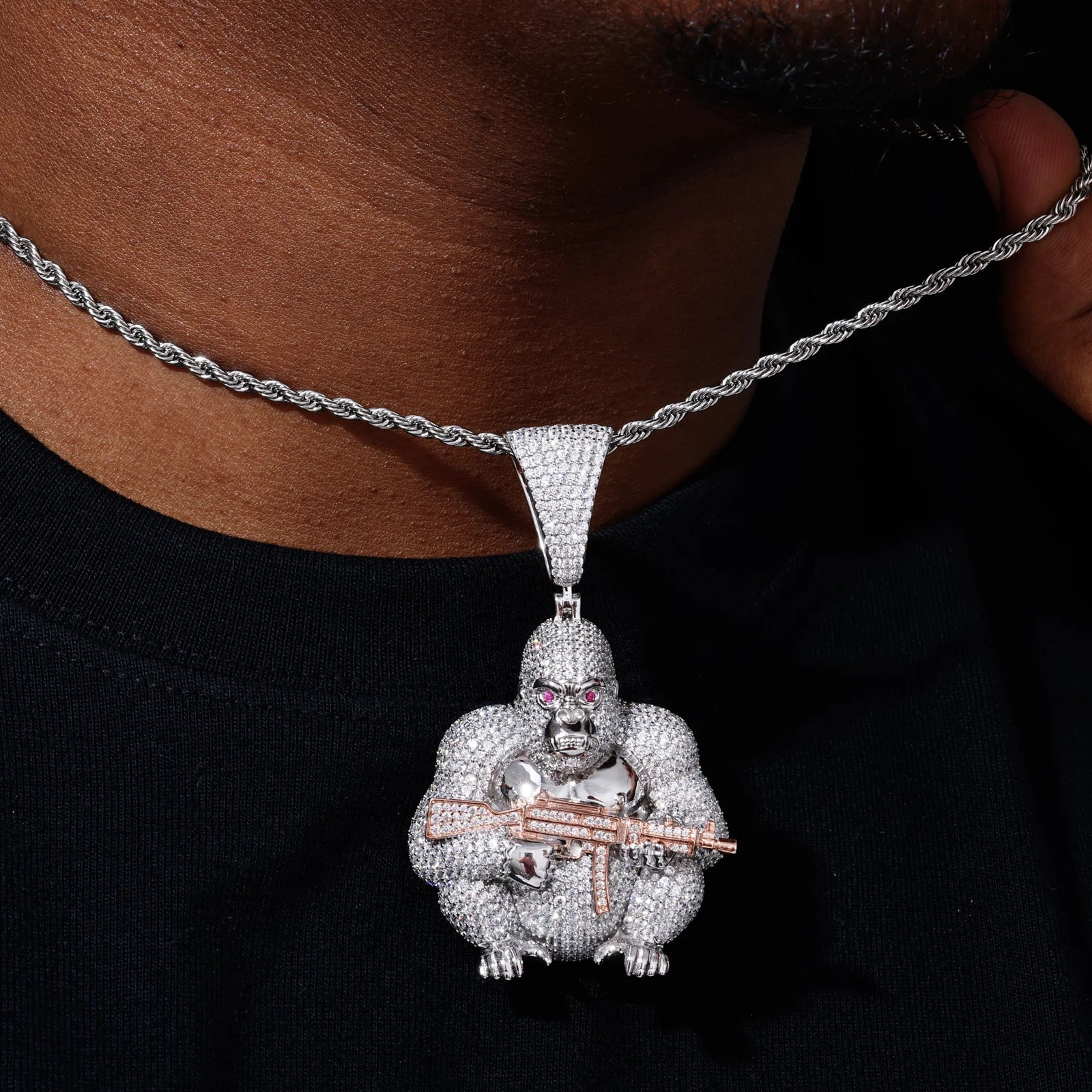 Gorilla Business | Luxury Real 925 Silver D VVS1 Moissanite Gorilla Chopper Pendant