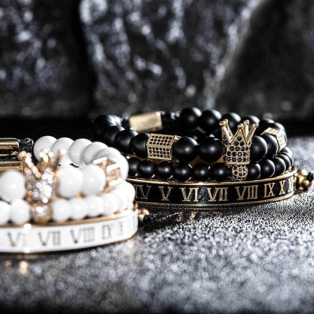 The Untouchable | VVS Diamond CZ Crown Luxury 3 Piece Hip Hop Bracelet Set