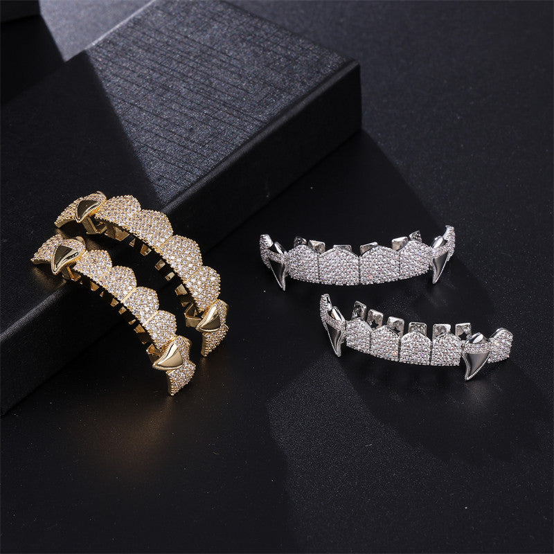 Vamp Life | 4 Prong Set Iced VVS Diamond CZ Blinged Out Hip Hop Fang Grillz Set