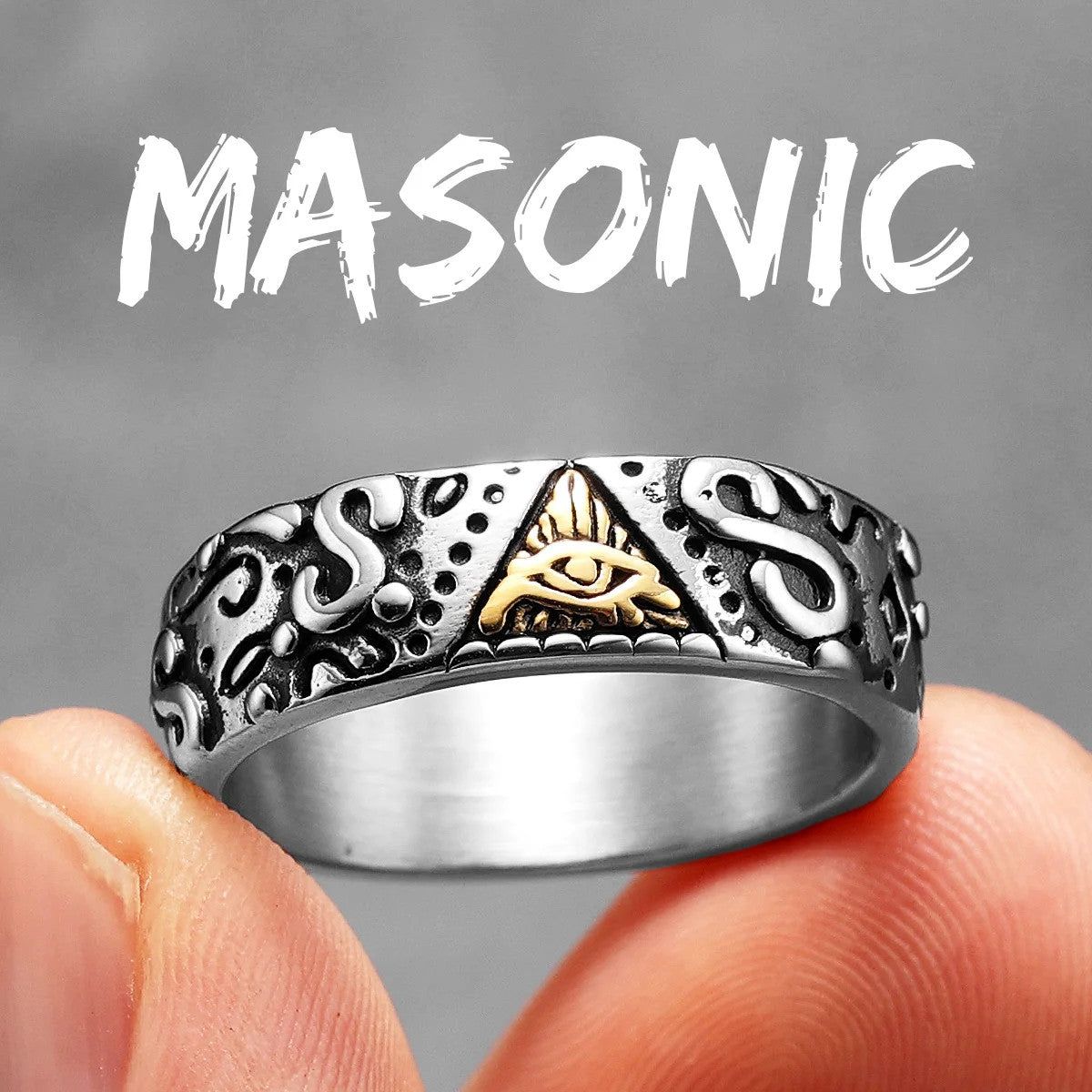 Eye Of Light | 316L No Fade Stainless Steel Masonic Unique Personality Rings