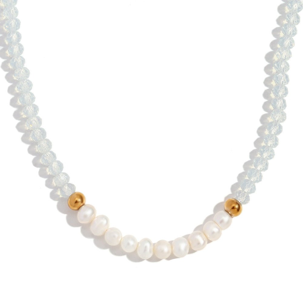 18k Gold Freshwater Pearl Handmade Necklace Waterproof Stainless Steel Necklace