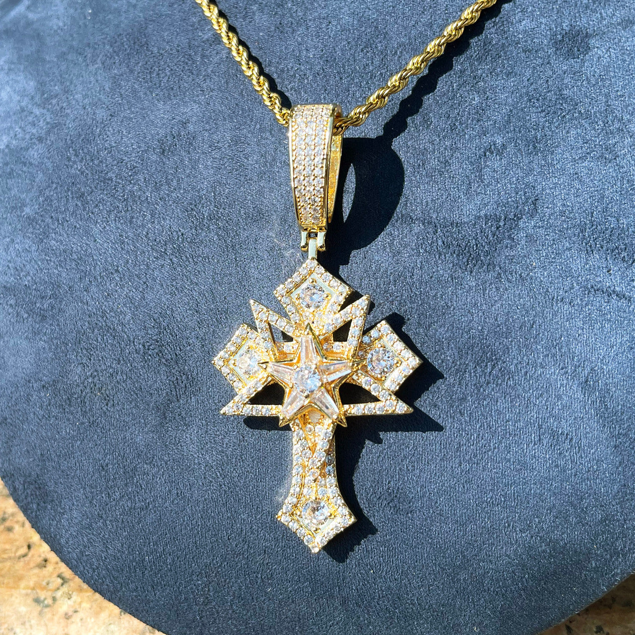 Star Crossed | Iced Prong Set Layered Cross Hip Hop Pendant