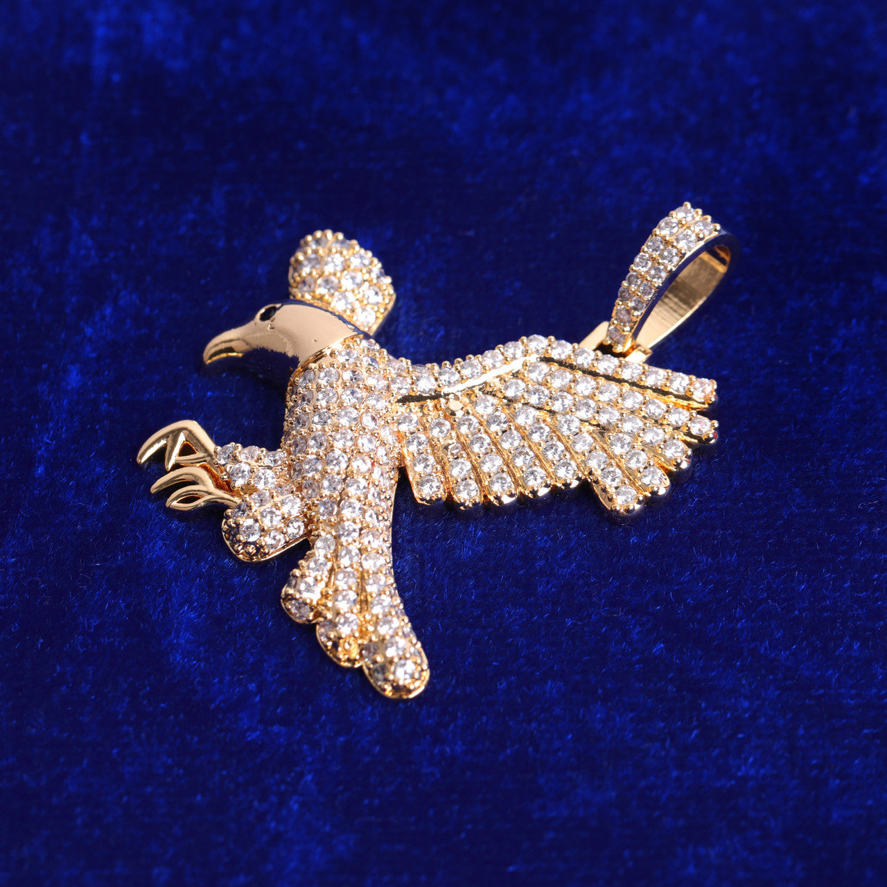 Crowned Majesty | Gold Silver Rose Soaring Eagle VVS Diamond CZ Hip Hop Pendant