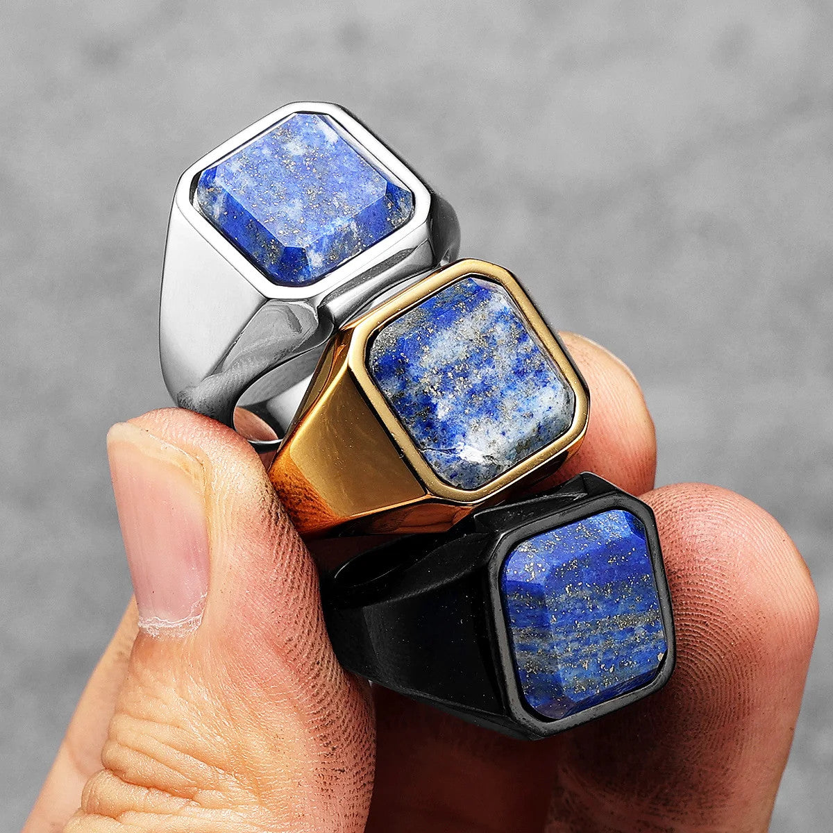 The Galaxy | 14k Gold Black over No Fade Stainless Steel Interstellar Starry Sky Men Rings