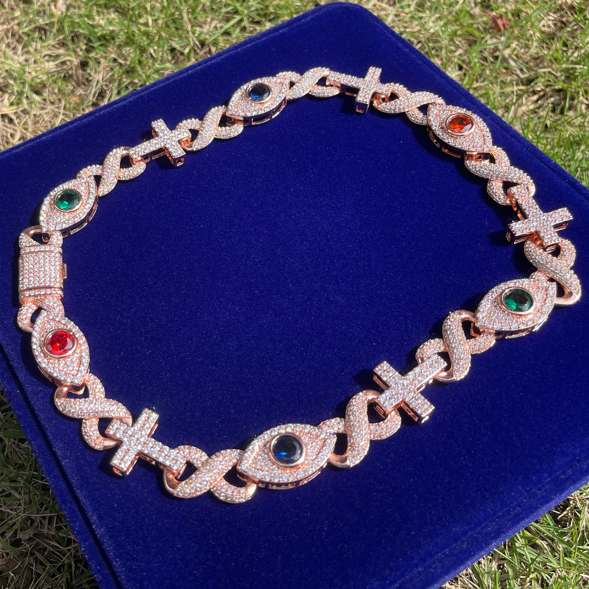 Good VS Evil | Evil Eye Infinity Cross Cuban Link Hip Hop Chain Necklace