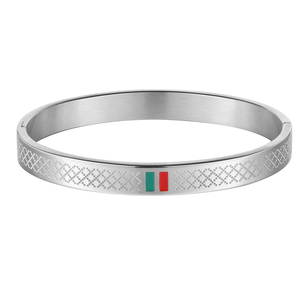 Luxury 18k Gold Black Over No Fade Stainless Steel Red/Green Swagged Out Bracelets