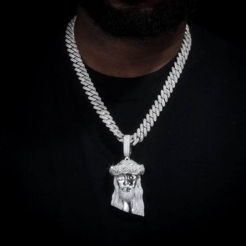 Prince Of Peace | Solid Sterling Silver Moissanite Diamond Jesus Hip Hop Pendant Chain