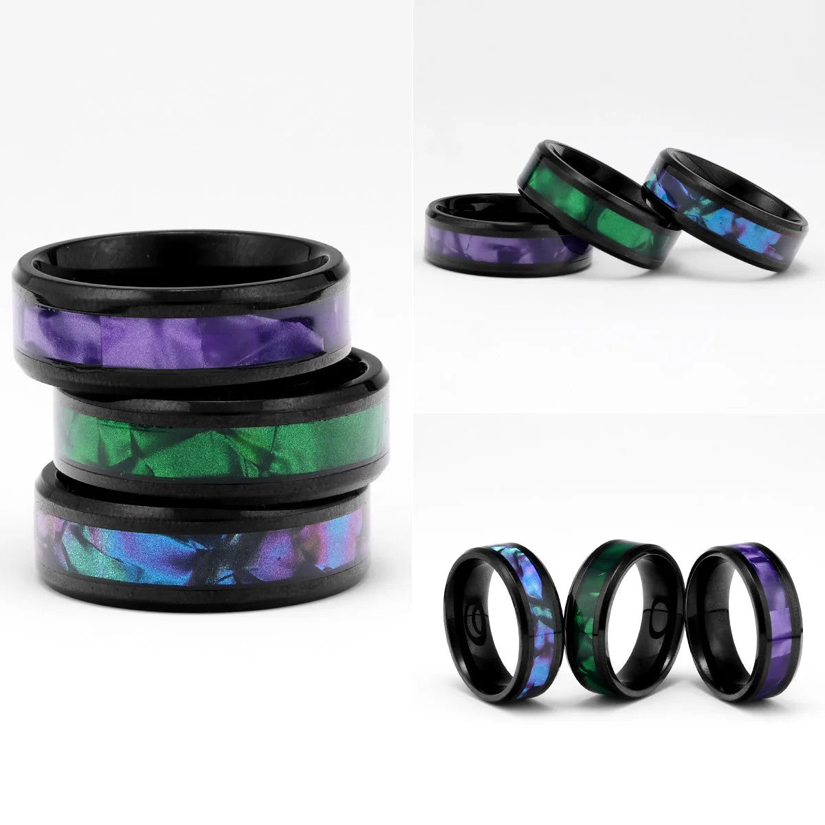 Aurora | 316L No Fade Stainless Steel Aurora Borealis Unique Designer Rings