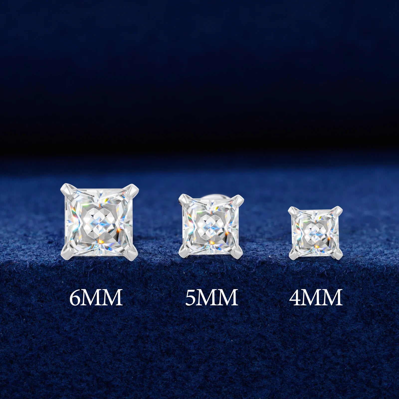 Princess Cut Stud | 0.4-1.2ct Princess Cut D VVS1 Moissanite Solid 925 Stud Earrings