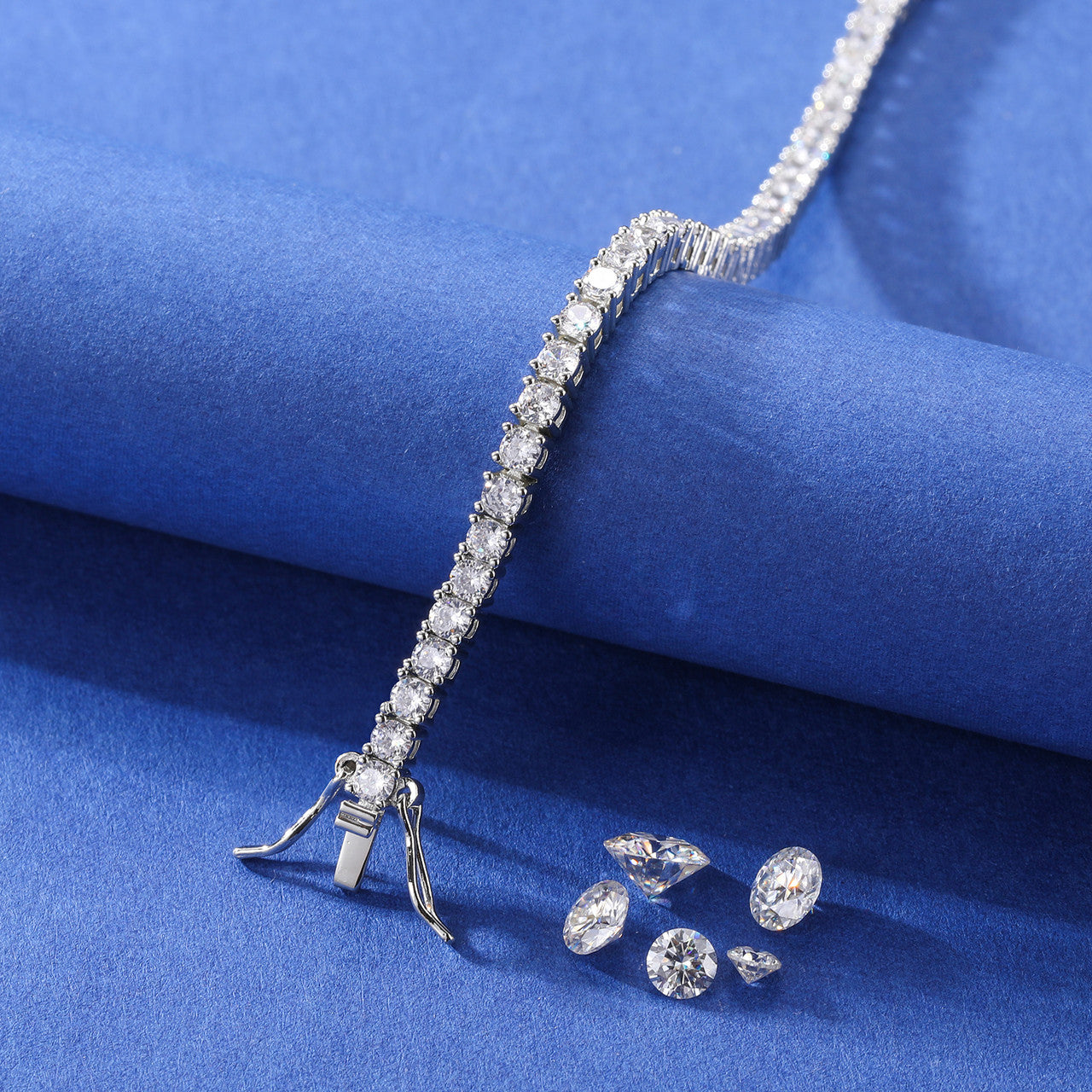 Solid 925 Silver 3MM D Color VVS1 Moissanite Diamond Iced Blinged Out Tennis Bracelet