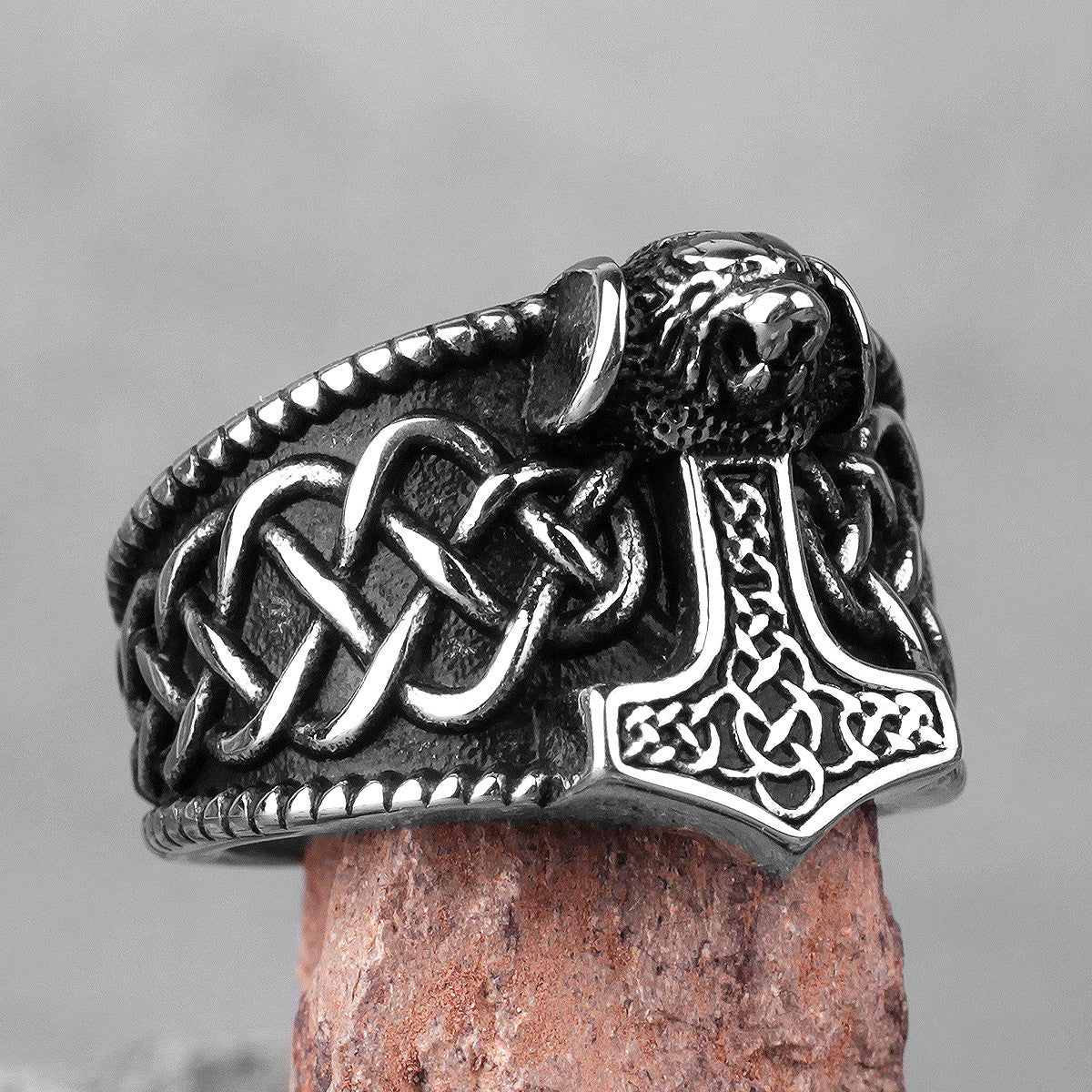Hammer Of Thor | 316L Solid Stainless Steel Men Mythological Rings