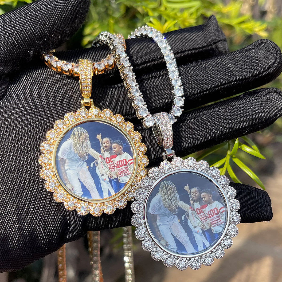 Photo Bomb | Custom Made VVS Diamond CZ Cluster Stone Picture Necklace