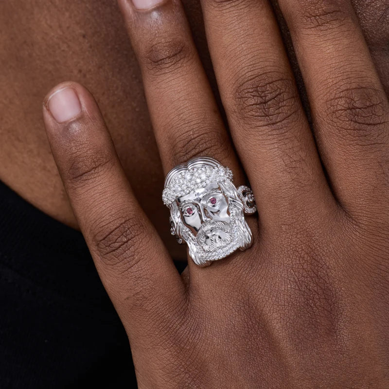 The Messiah | Solid 925 Silver VVS Moissanite Diamond Hip Hop Jesus Face Ring