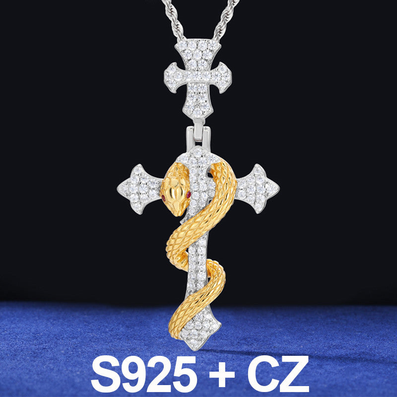 Good VS Evil | Solid 925 Sterling Silver Moissanite Hip Hop Cross Pendant Chain