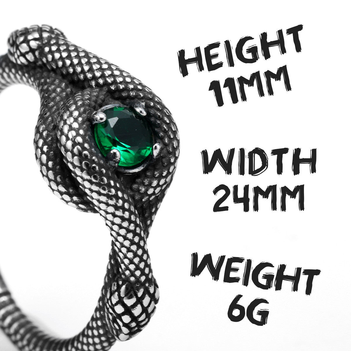 Snake Eye | Gemstone Viper No Fade Stainless Steel Street Wear Rings