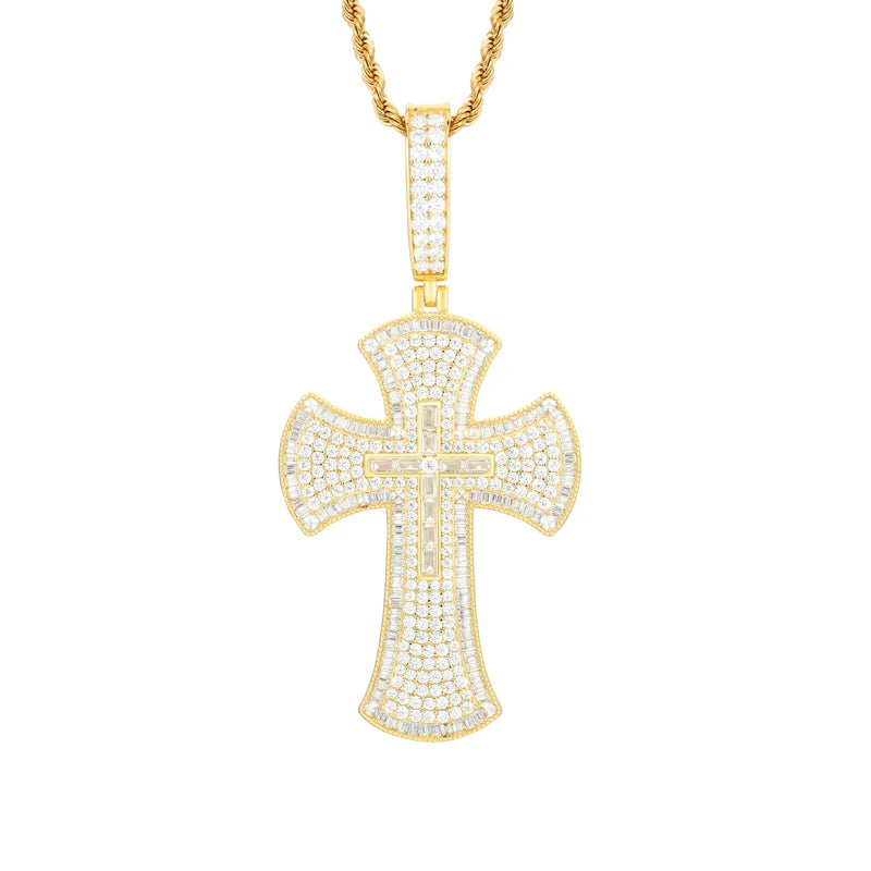 Baguette Luxury | Moissanite Diamond Solid Silver Hip Hop Cross Pendant
