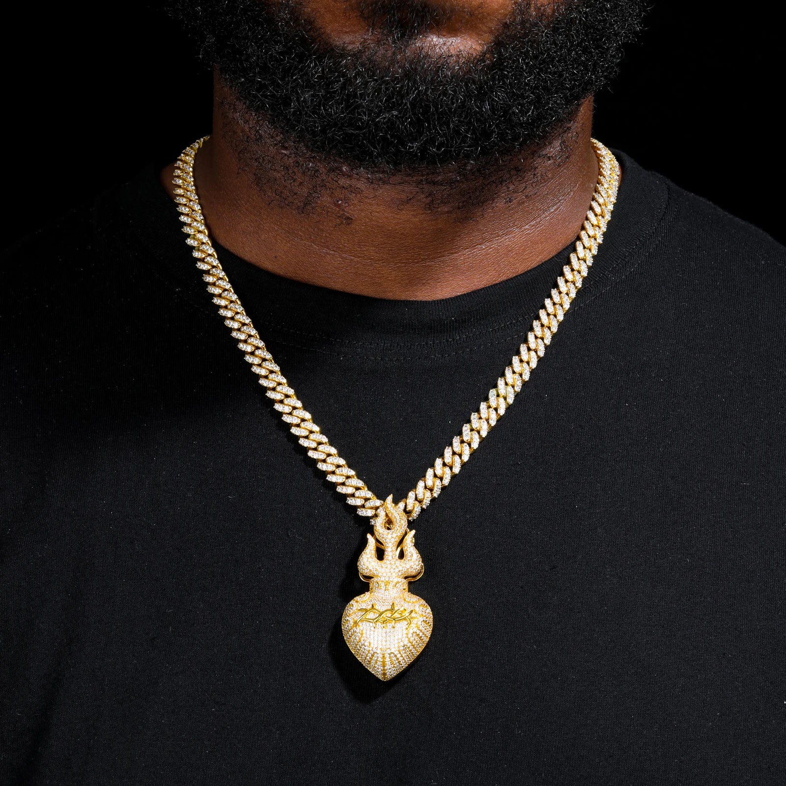 Hearts Of Fire | Moissante Diamond 925 Silver Jesus Heart Crown Of thorns Hip Hop Pendant