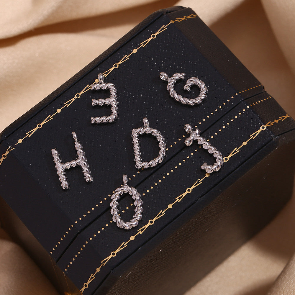 18k Gold Silver Tarnish Free Stainless Steel Mini Twisted Letter Pendant Necklaces