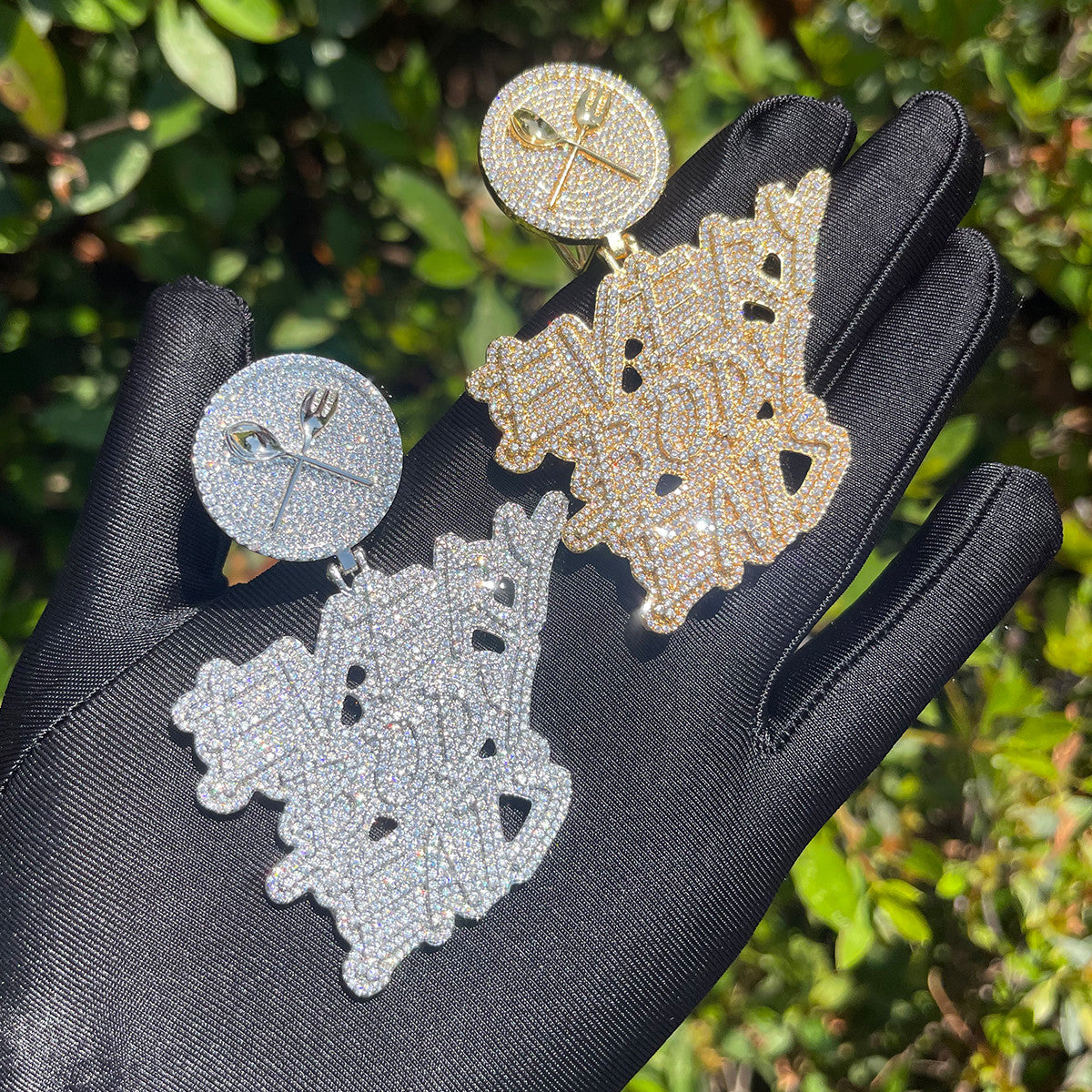 Everybody Eats VVS CZ Diamonds Frostbite Nameplate Hip Hop Pendant