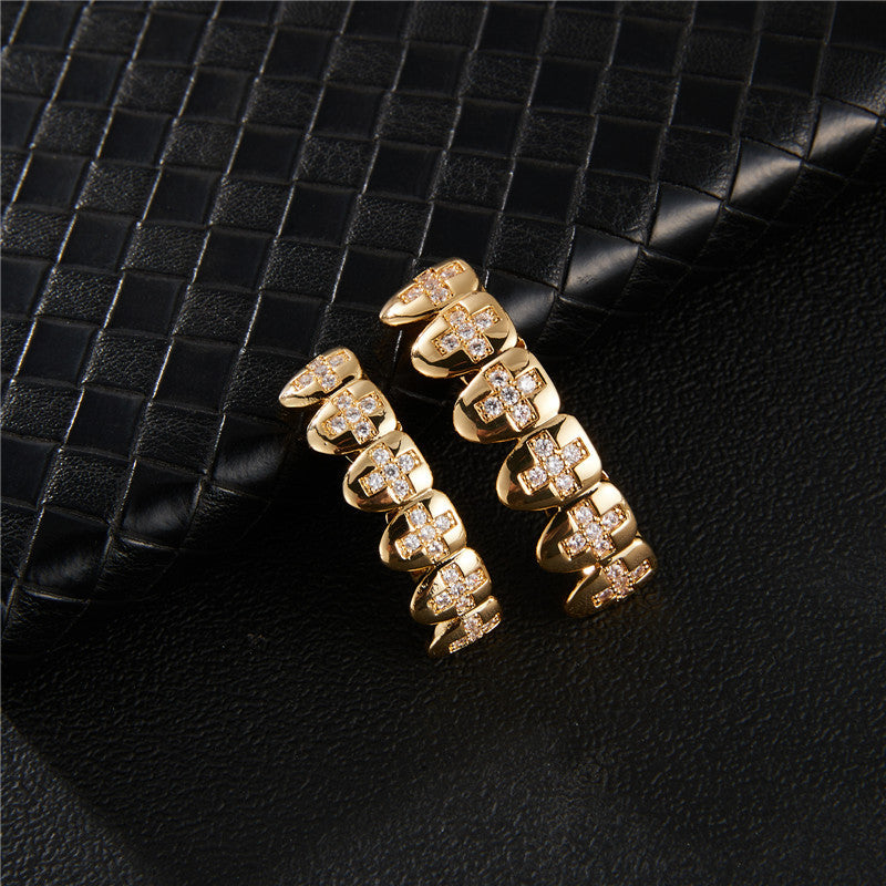 Spirit Filled | 4 Prong Set Hip Hop VVS Diamond CZ Cross Stone Teeth Grillz