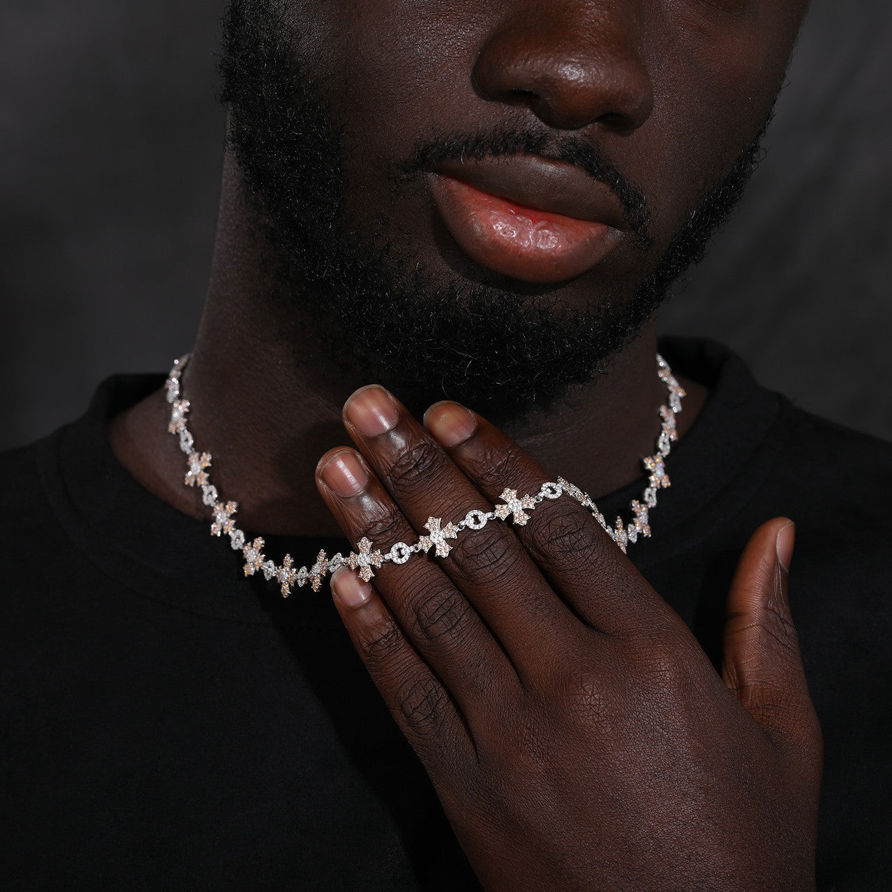 Diamond Star | Solid S925 Silver 12mm D Color Moissanite Diamond Cross Chain Necklace