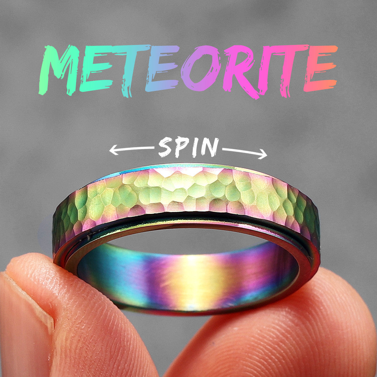 Meteorite | 316L No Fade Stainless Steel Fidget Spinner Style Street Style Rings