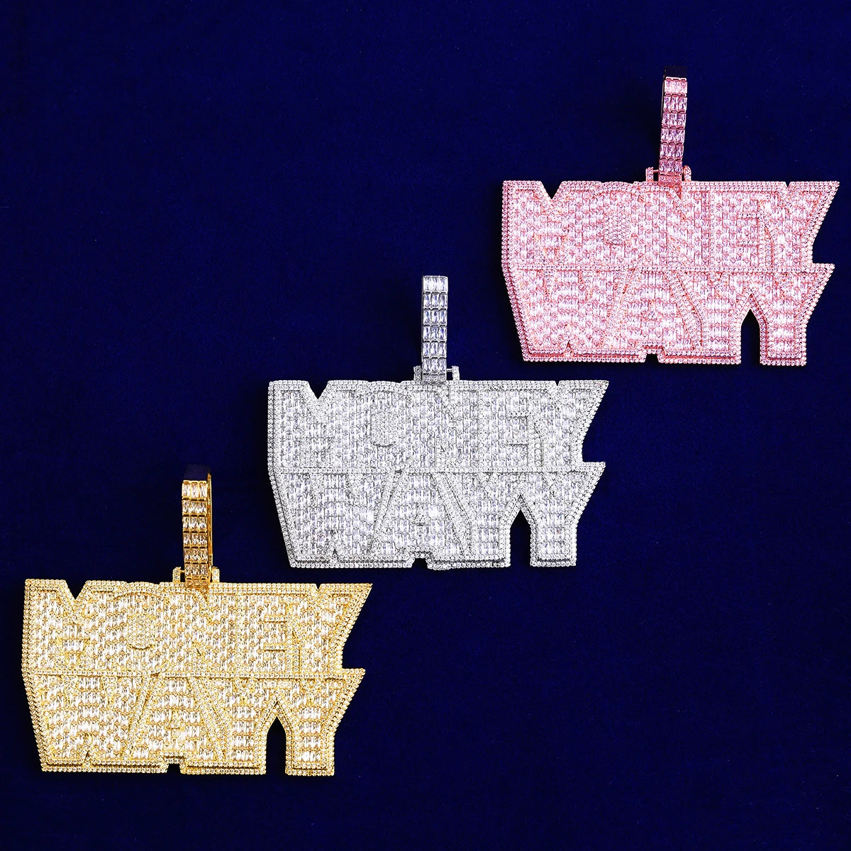 The Money Wayy | 5AA+ VVS Diamond CZ Prong Set Hip Hop Pendant Chain