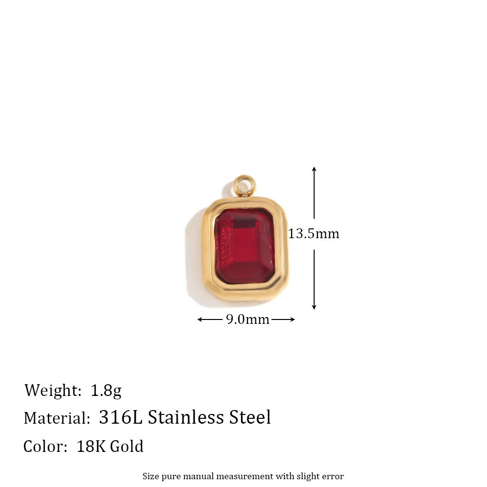 Charms | 18k Gold Stainless Steel No Fade Bead Heart-shaped Key Rainbow Necklace Charms