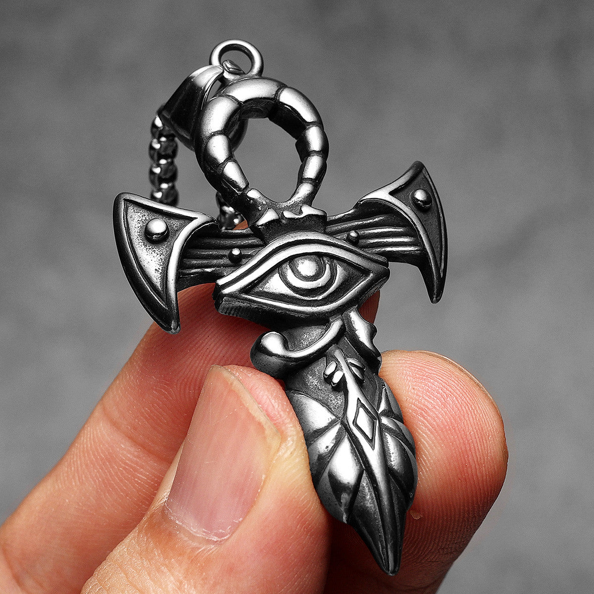 Eye of Horus | 14k Gold Black over No Fade Stainless Steel Ankh Cross Hip Hop Pendant