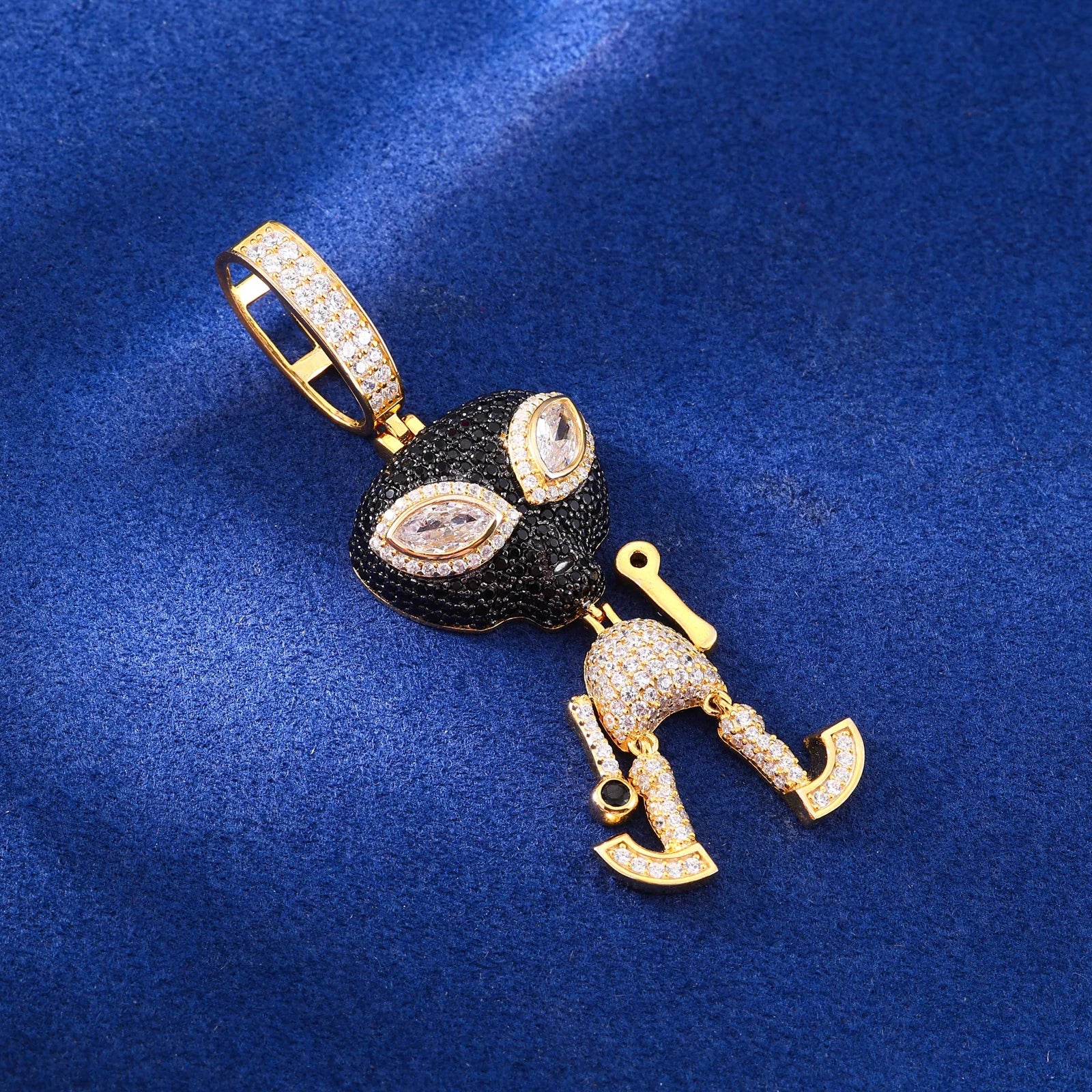 I Am A Martian | VVS Diamond CZ Alien Iced Bling Out Moissanite Solid 925 Silver Pendant