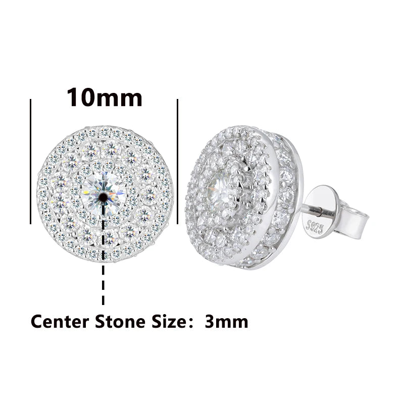 The Halo | Moissanite Diamond 925 Solid Sterling Silver Iced Blinged Out VVS Stud Earrings