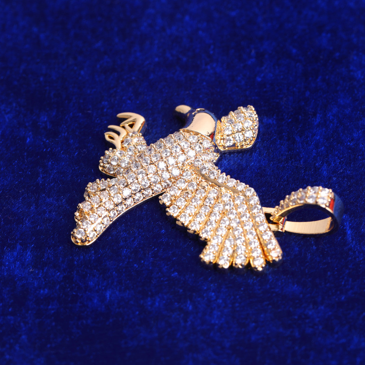 Crowned Majesty | Gold Silver Rose Soaring Eagle VVS Diamond CZ Hip Hop Pendant