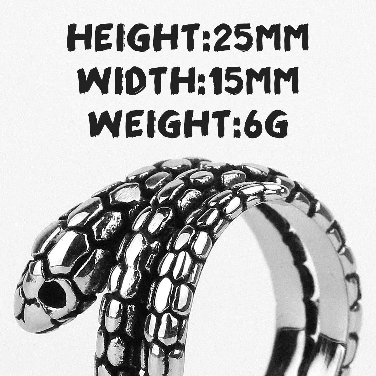 Reptile | 316L Stainless Steel Coiled Snake Detailed Street Wear Stylish Rings