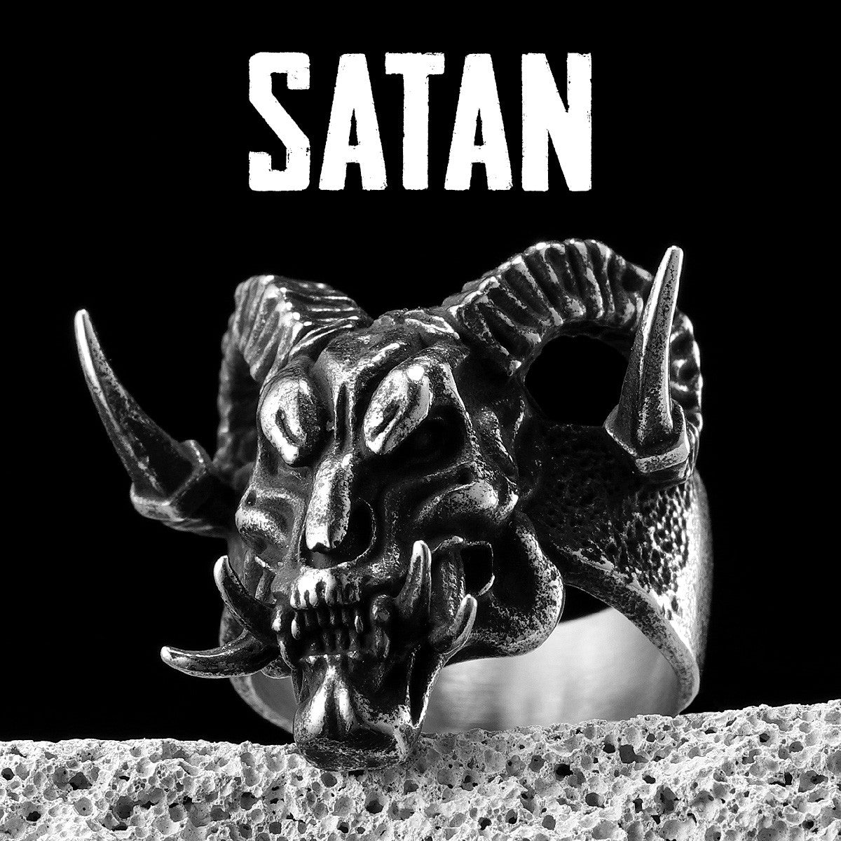 Retro Demon Satan | 316L No Fade Stainless Steel Lucifer Skull Men's Rings