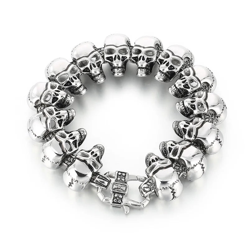 Greyskull | Street Wear Biker Skull Hip Hop No Fade Stainless Steel Motorcycle Bracelets